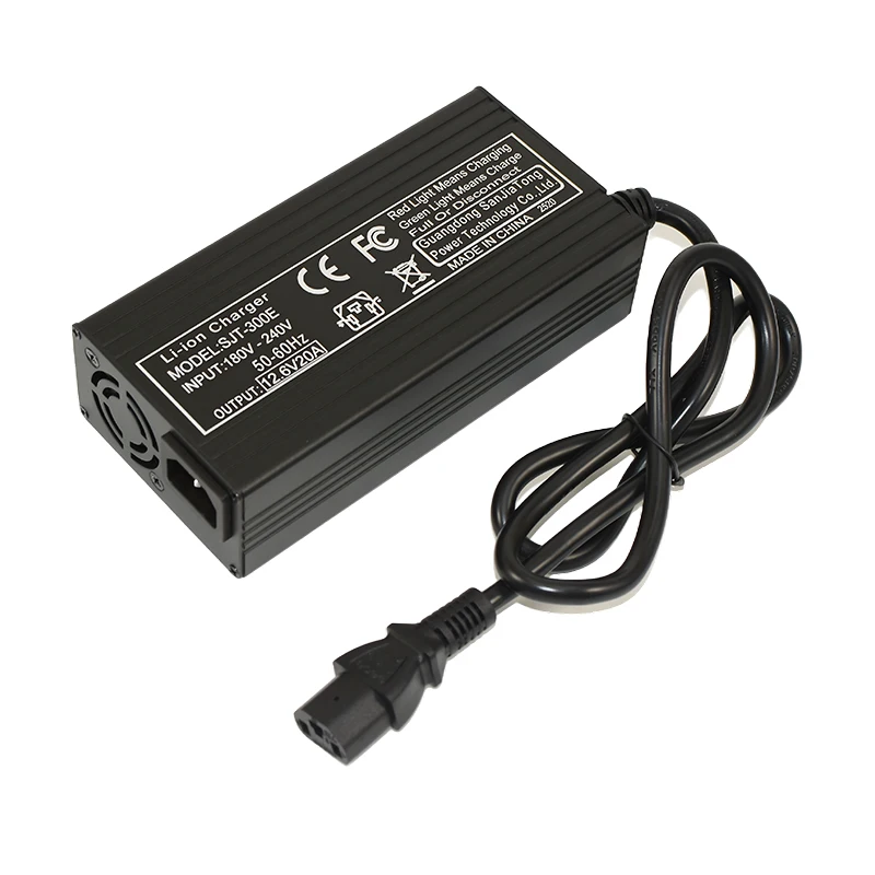 Ładowarka 12.6V 5A 10A 20A Inteligentna aluminiowa obudowa do akumulatora litowo-jonowego 3S 11.1V 12V Wbudowany wentylator chłodzący szybka ładowarka — zdjęcie produktu 7