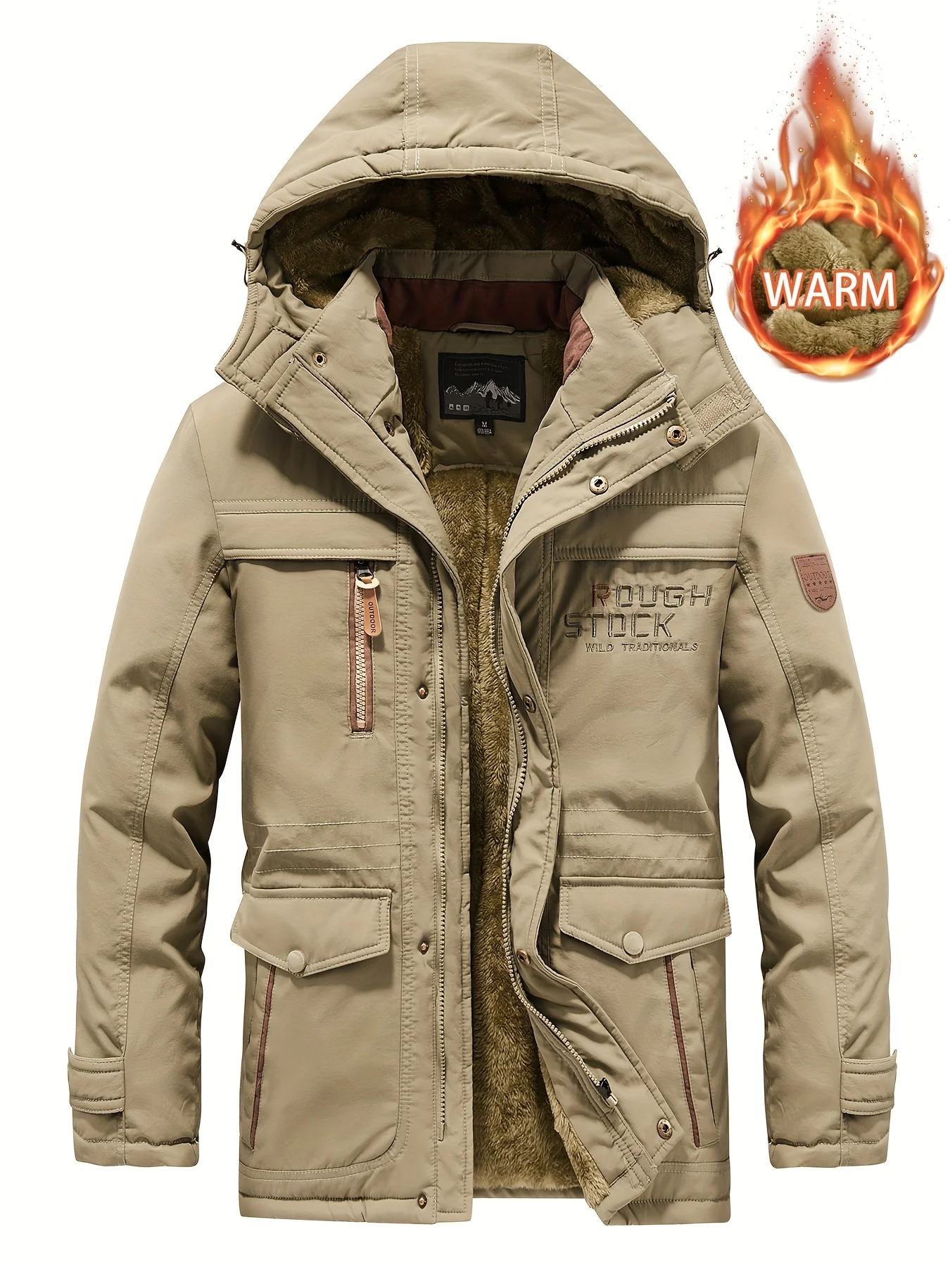 

Winter Lined Hooded Jacket for Men - Warm Streetwear Coat. Quality Stitching, Easy Care. Perfect for Outdoor & Cold Weather!