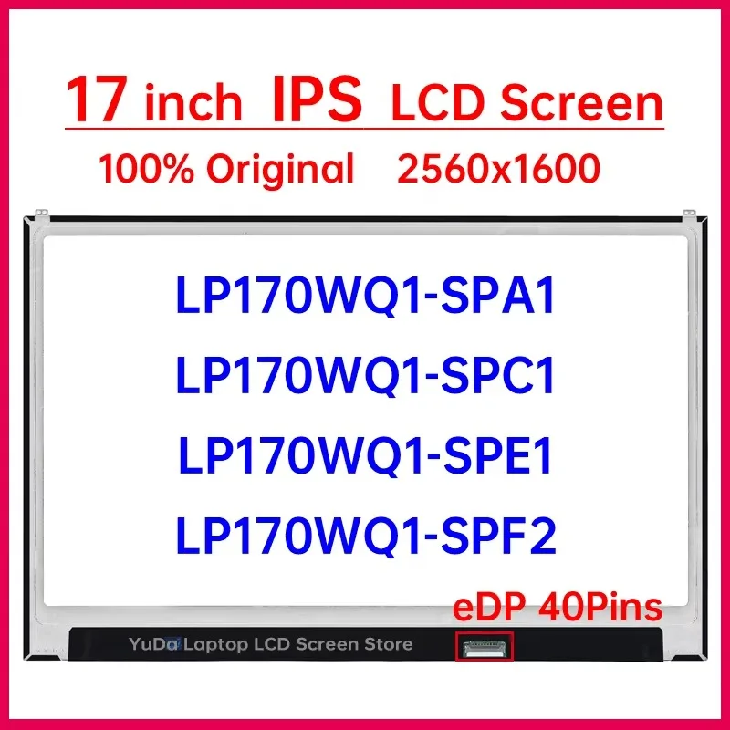 17 Inch IPS Laptop LCD Screen LP170WQ1-SPA1 LP170WQ1-SPC1 LP170WQ1-SPE1 LP170WQ1-SPF2 Display Matrix Panel 2560x1600 eDP 40 Pins