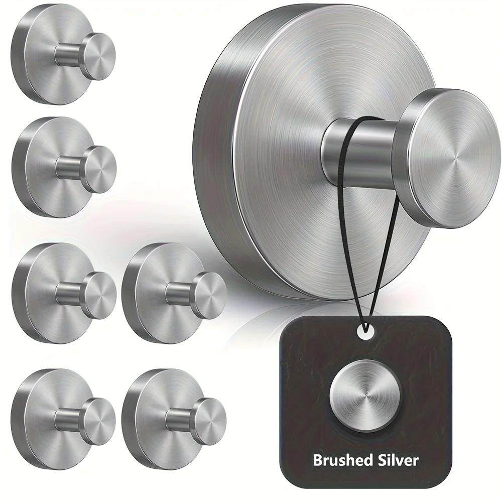 6/1PC Stainless Steel Suction Cup Hooks Punch-free Wall Mounted Hook Hanging Towel Holder Bathroom Kitchen Vacuum Suction Cup