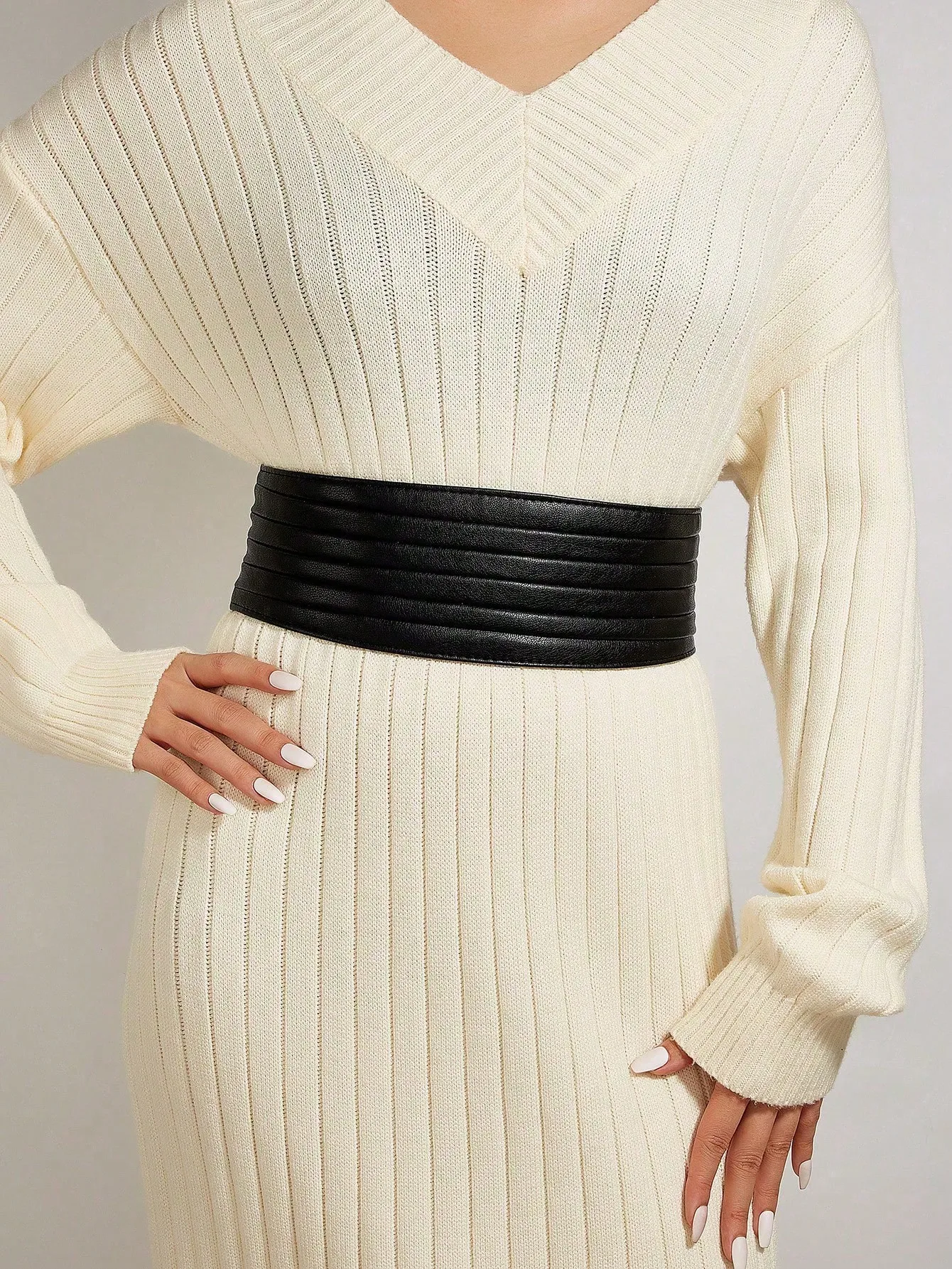 1pc Silver Waist Cover Women\'s Wide Belt Satin Black Decorative Dress with Waist Closure and Elastic Waist Cover