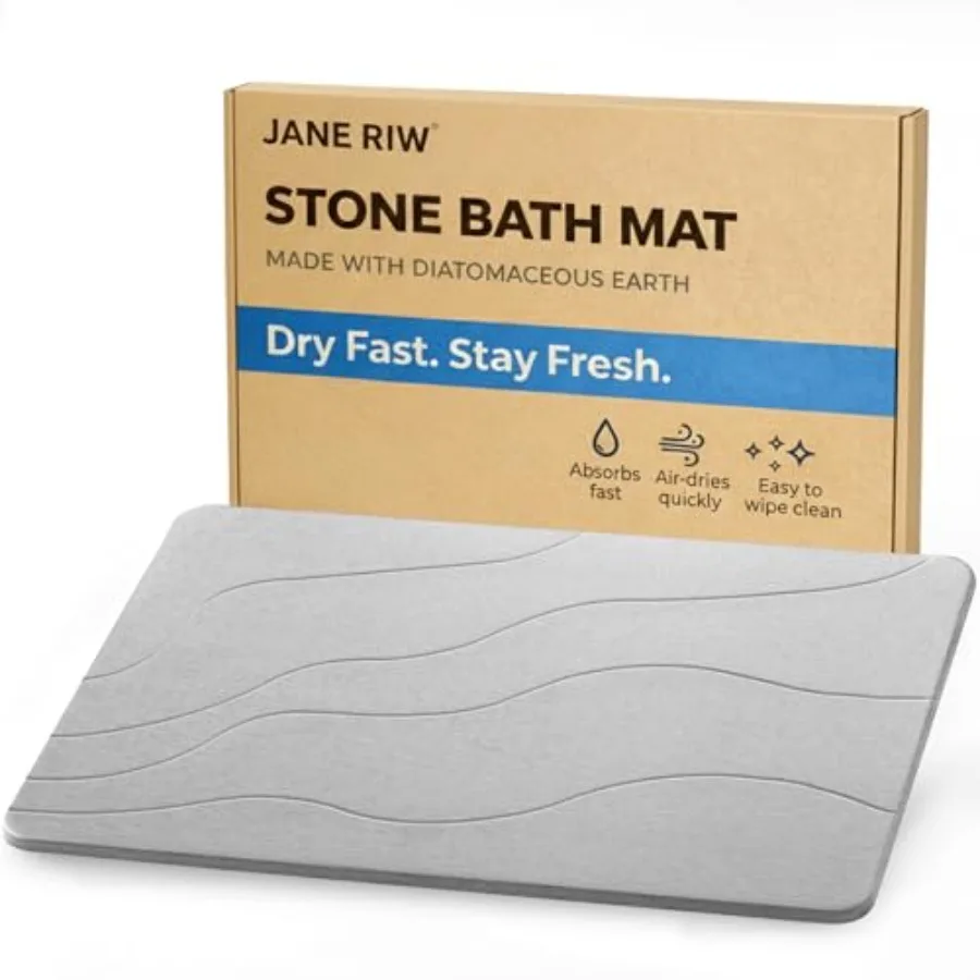 

Stone Bath Mat Quick-Dry Diatomaceous Earth Shower Mat Absorbent Bathroom Mat for Shower/Tub Exit New Apartment Essential and H