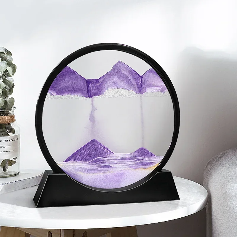3D Sandscape Moving Sand Art Picture Round Glass Deep Sea Hourglass Quicksand Craft Flowing Sand Painting Office Home Decor Gift