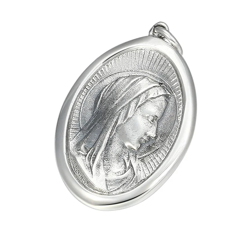 BOCAI New100% True 925 Solid Sterling Silver Sleek Minimalist Man and Woman\'s  Pendant  Creative Virgin Mary Jewelry Accessories
