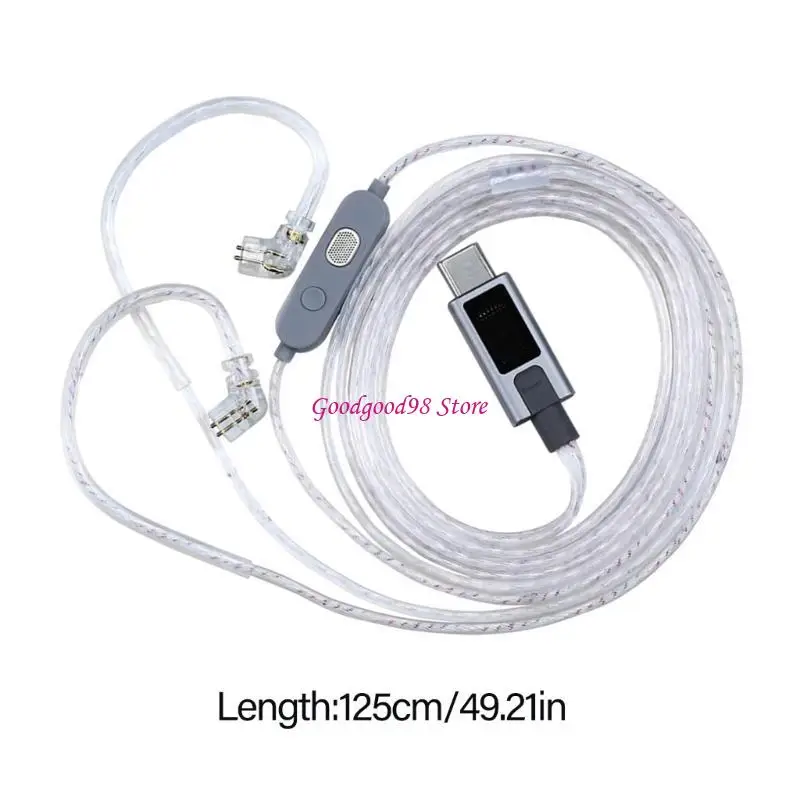 Cavo sonoro tipo C con chip DACS integrato e due microfoni per le cuffie sostituzione del filo auricolare trasparente W8EC