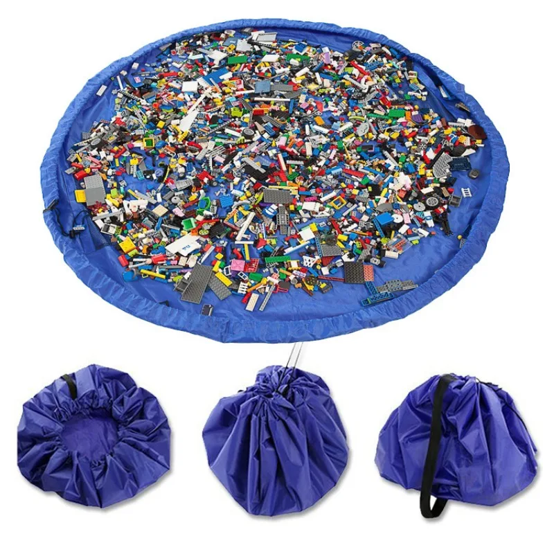 Multifunktionale Aufbewahrungstasche für Kinderspielzeug, tragbare Spielmatte für Bausteine, Spielzeug-Organizer mit Kordelzug für Kinder, zur Aufbewahrung zu Hause. – Detail 5