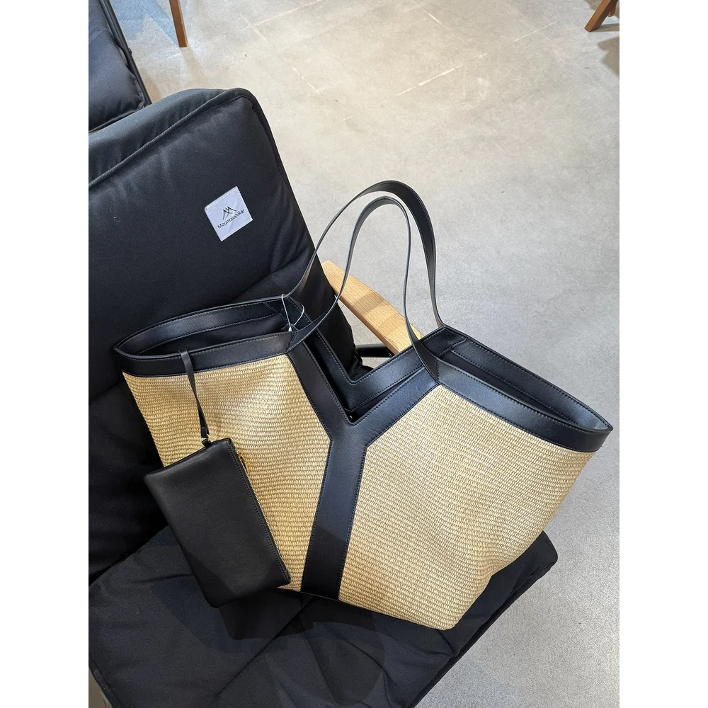 

Новинка 2023 года, женская сумка, полосатая тканая сумка, модная универсальная тканая сумка, ручная сумка для подмышек, большая вместительная сумка, контрастная большая сумка