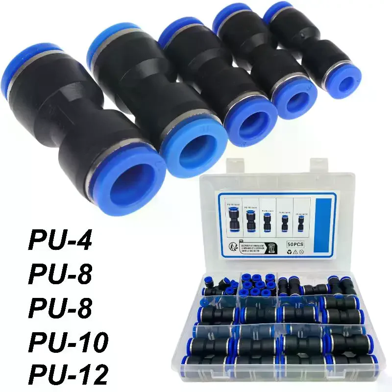 Efficient 40/50Pcs Pneumatic Push Connectors With Versatile Sizes 4/6/8/10/12 for Workshop Convenience