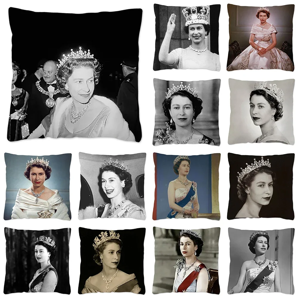 

Queen Elizabeth Pillow Case Home Decoration Polyester Cushion Cover for Sofa Livingroom Throw Pillow Cover Housse De Coussin