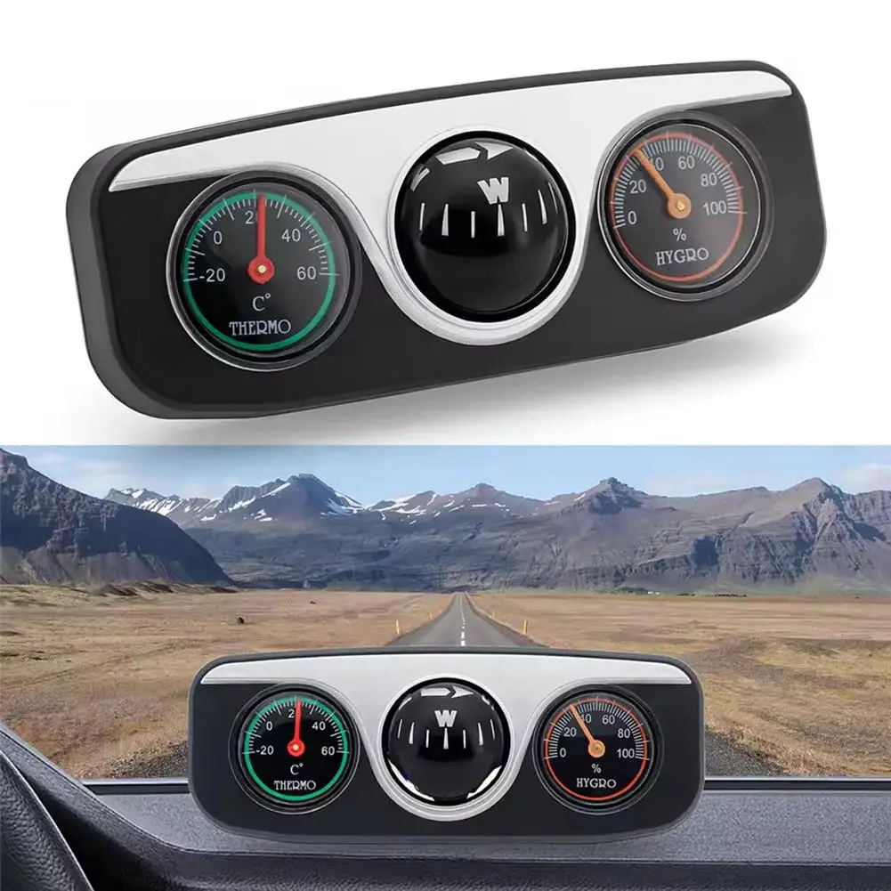 

Car Ornaments Decoration 3 in 1 Guide Ball Compass For Auto Boat Vehicles Thermometer Compass Hygrometer Interior Accessori T2D2
