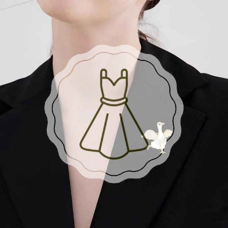 Cute Goose Shaped Brooch Natural Mother Of Pearl Inlay Gold Plated Trim For Jackets Scarves Daily Wear