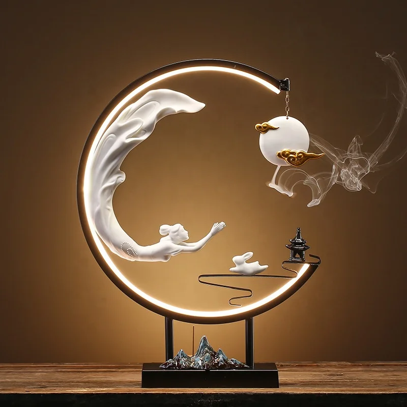 Chang'e Flying To The Moon Aroma Lamp Ring Ornament For TV Cabinet Coffee Table Home Living Room Wine Cabinet Decorations