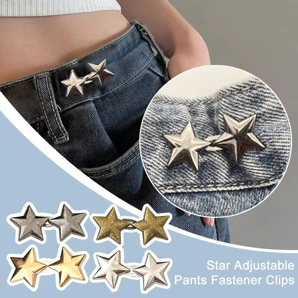 1Pair Star Tighten Waist Buckle Adjustable Fastener Clips For Pants Detachable Waist Button Loose Button For Jeans Perfect T9P7