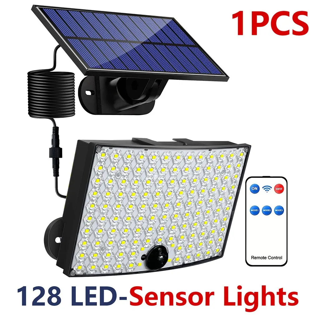 

128 Solar Light Outdoor 360/200 LED Spotlight IP65 Waterproof Motion Sensor Human Induction Solar Flood Lights 3 Modes