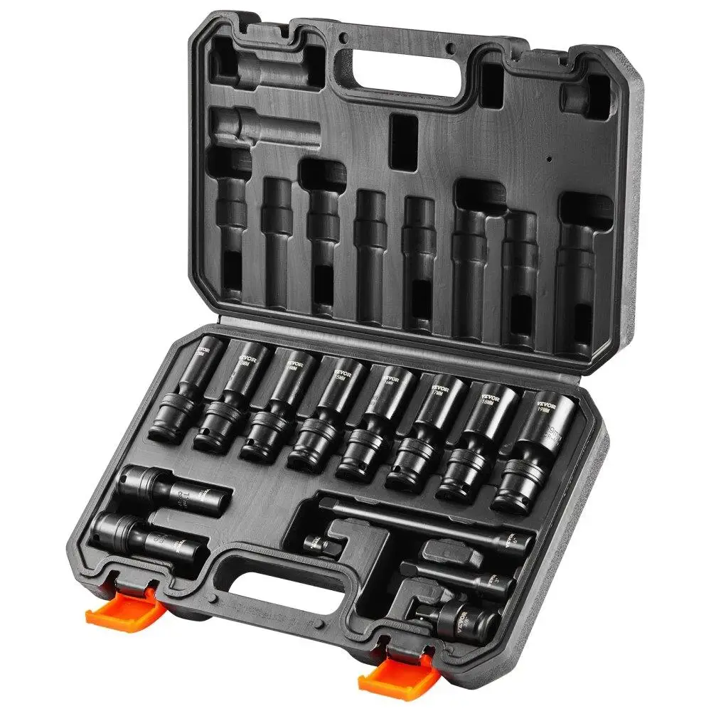 

360 Degree Swivel Impact Socket Set 14pcs 6Point 3/8inch Drive Socket Collection for Mechanics and DIY Enthusiasts
