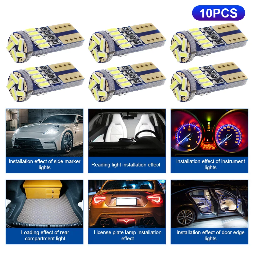 T10 W5W Car LED Clearance Light Super Bright 10Pcs LED Width Light 4015 Car Indicator Light 15SMD 6000K Vehicle Automobile Parts