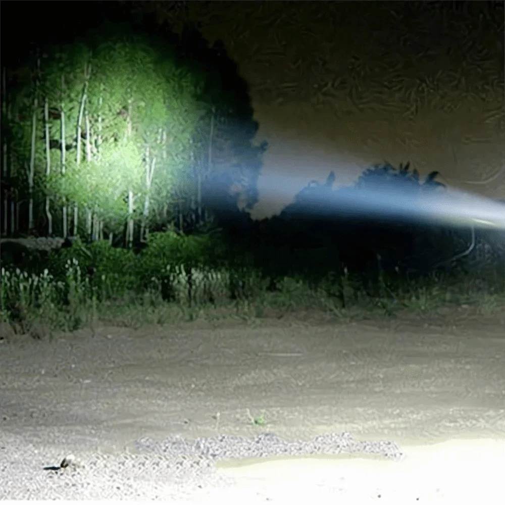 Strong Waterproof Camping Flashlight Solar Charging LED Powerful Handheld Lantern Plastic Rechargeable Portable Mine Light Park