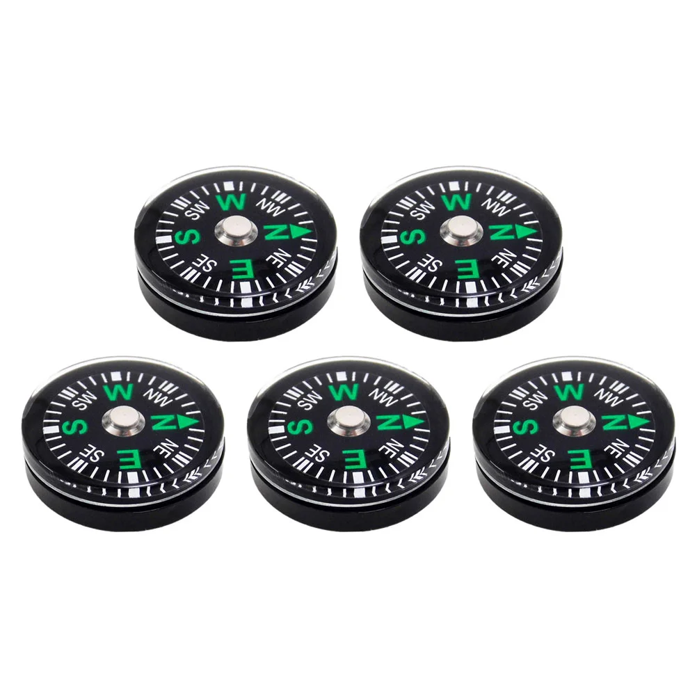 5 X Survival Backpack Black Compass Mini Pocket Navigation Oiling Button for Watch Band Camping Hiking Filled Small Child