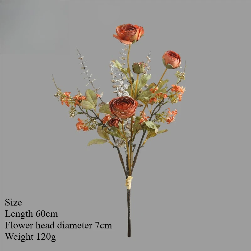 2 Stück künstliche Blumen, Herbst-Vintage-Magnolie, DIY-Hochzeitsstrauß, Tischdekoration für Zuhause, künstliche Hortensie, Pfingstrose, Kunstblume – Detail 13