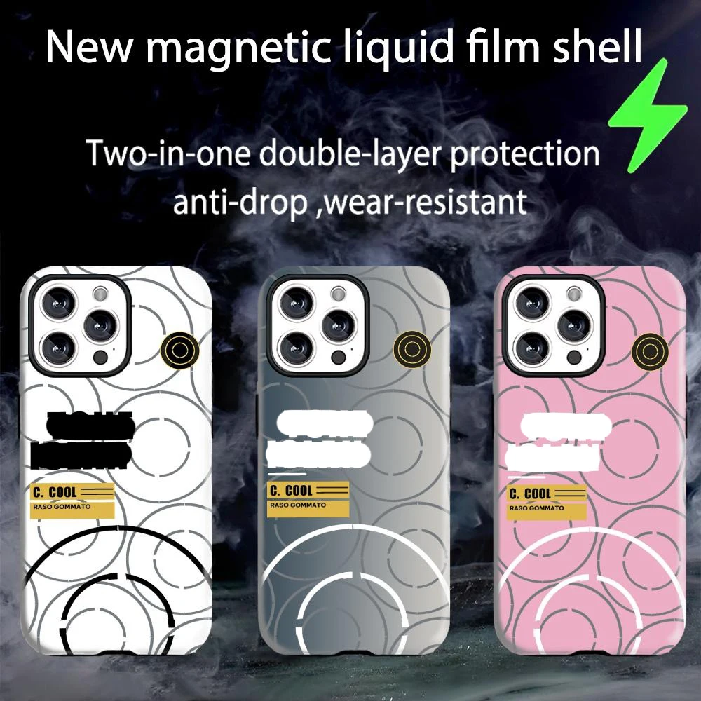 Phone Case Magnetic 2-in-1 Glossy shell For iPhone 17 16 e 15 14 13 12 11 Pro Max Plus mini XS Z-Island-S-Stone Multicolor