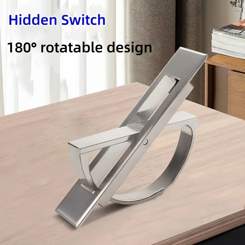 2pcs Modern Door Tatami Handle Rotating Concealed Stainless Steel Tatami Handle Includes Mounting Screws