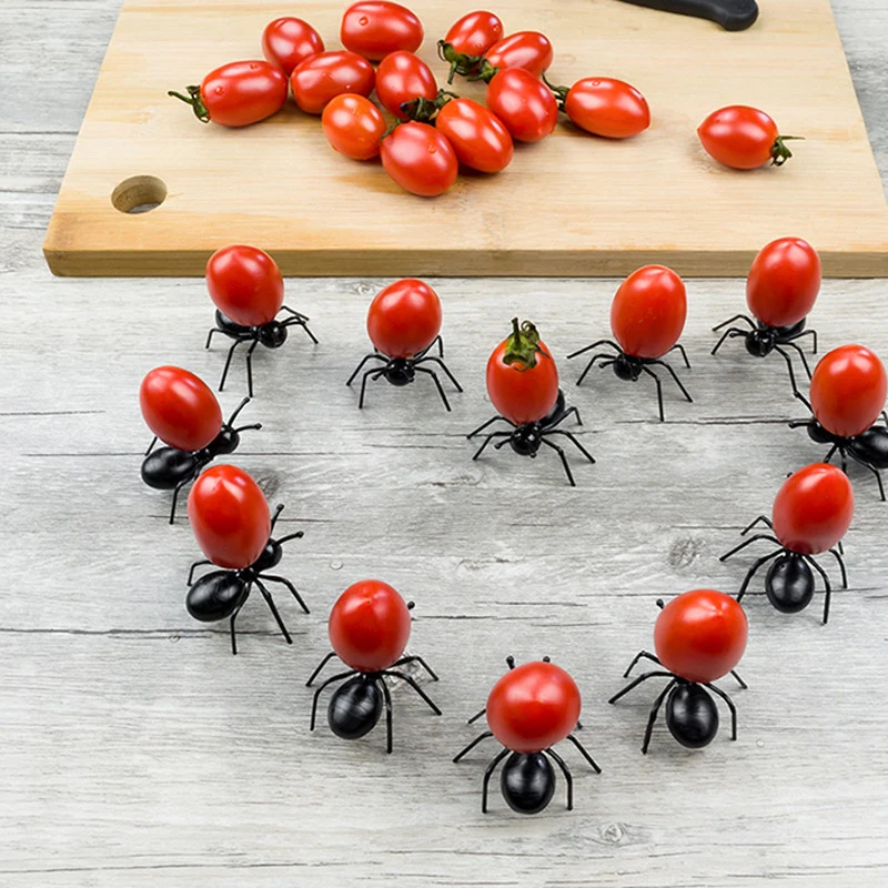 Palillos de fruta y comida para el hogar, vajilla con forma de hormiga, 24 piezas, para aperitivos, tartas, postres, cocina, fiesta, cena