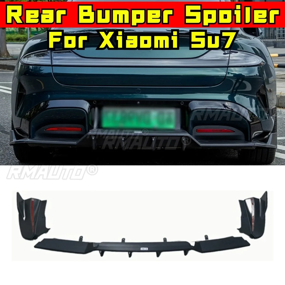 

Gloss Black Carbon Look Car Rear Bumper Spoiler Lip Diffuser Splitter Modification Part For Xiaomi Su7 Car Accessories