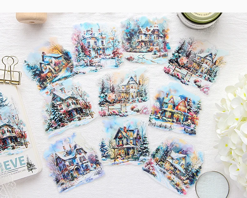 10 teile/beutel bunte Traum garten Retro Hütte Wald Scrap booking Aufkleber Tasche DIY Journal ing Collagen wasserdicht matt Haustier – Detail 7