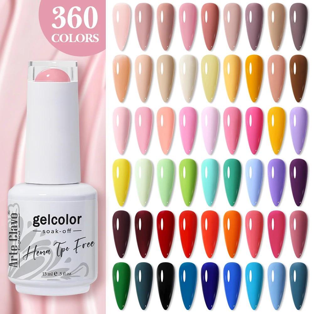Arte Clavo 15ml Esmalte em Gel HEMA TPO Free Coleção de Cores Nude Jelly Vermelho Semi Permanente Top Coat Diamante Verniz em Gel