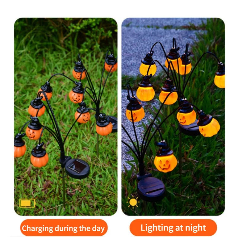 6/8 LED Solar Pumpkin Pathway Lamp Halloween Straszne słoneczne oświetlenie ścieżki Wodoodporne zewnętrzne światła dekoracyjne na przyjęcie świąteczne