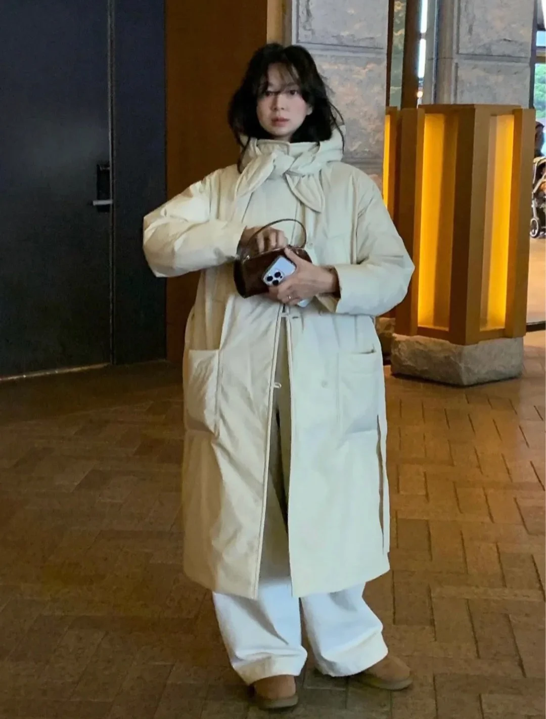 

Теплый длинный капюшон однотонный ду пух Jaet PREON осень-зима милый для поездок на работу Sle Stand Sve длина застежка-молния