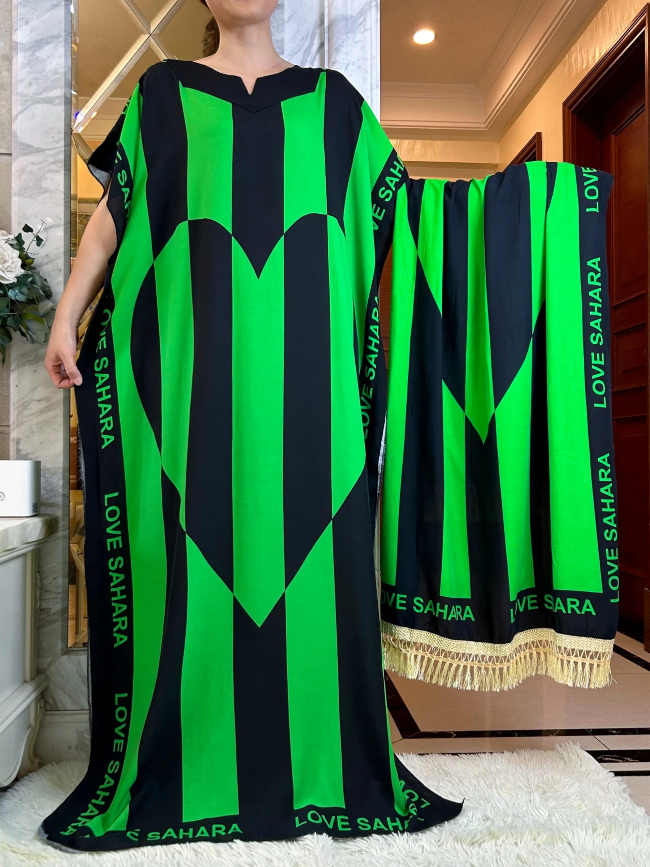 African Maxi Short Sleeve Dress With Big Scarf Women Printing Loose Robes Clothing Summer New Fashion Casual Africa Abaya