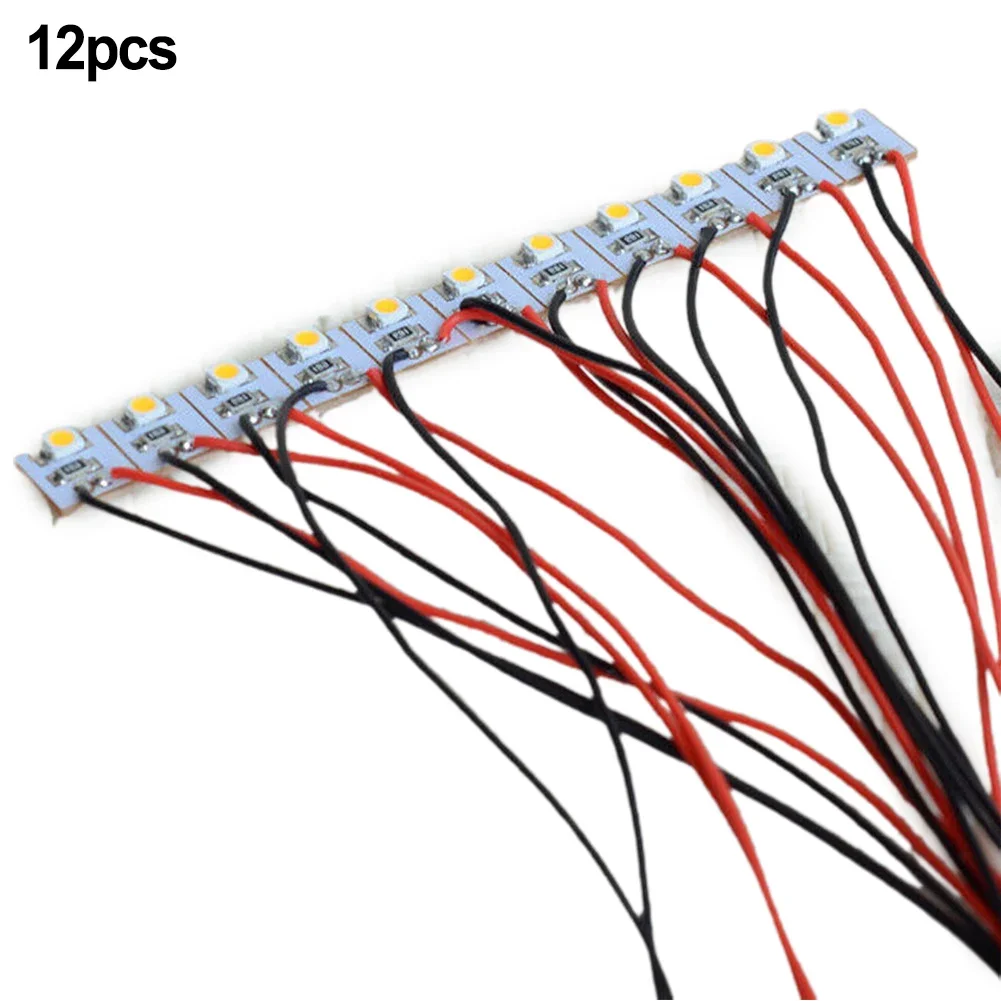Pre Wired LED Lights 12V DC Warm White 10 Mm X 10 Mm 12 PCS 20 MA Each Light Lamps Lights Model Parts OO Scale