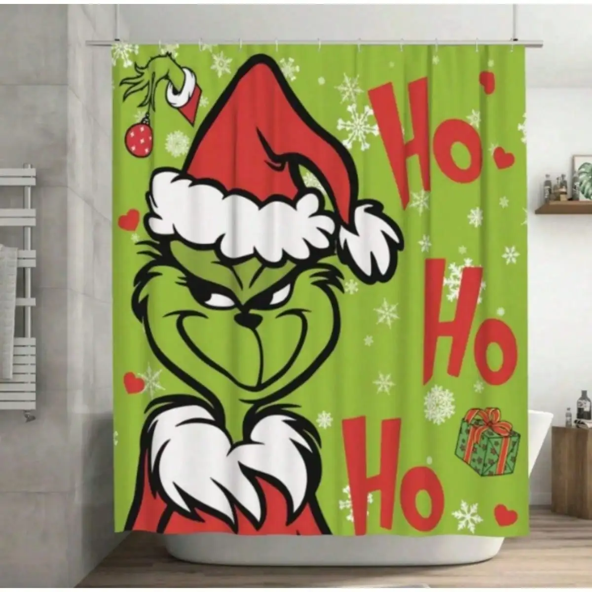 

Christmas Waterproof Shower Curtain Set With Hooks