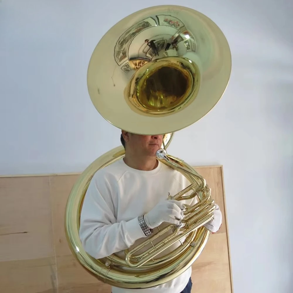 2023 Jingying Music Brass Wind,Brass Body Cupronickel Valve Lacquer Gold Professional Sousaphone
