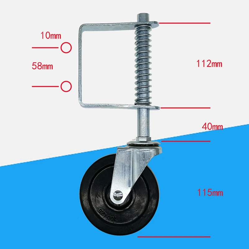 4 Inch Rubber Brake Wheel Heavy Duty Flat Springless Swivel Caster With Brake 220 Lbs Load Capacity