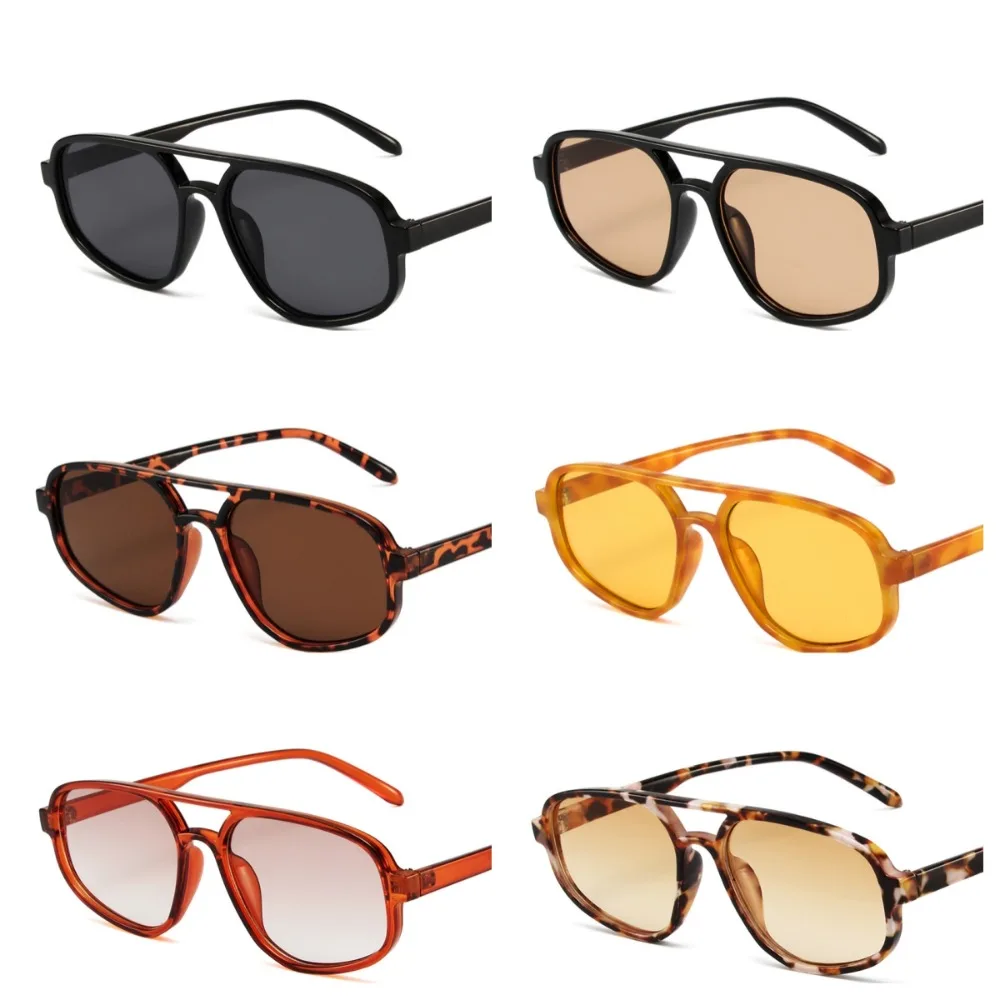 Необычные квадратные солнцезащитные очки в большой оправе, широкие ноги, UV400, солнцезащитные очки с двойным лучом, леопардовый принт, панк, ретро, трендовые очки для селфи