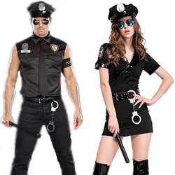 Couples Adult Police Officer Policeman Costumes Cosplay for Men Women Halloween Masquerade New Year Fantasia Dress