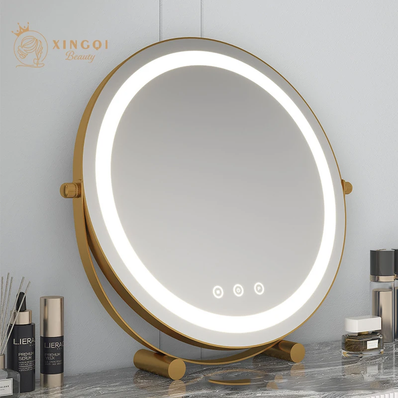 30cm medium size makeup vanity mirror portable led mirror desk round mirrors for living room dressing rechargeable/plug-in