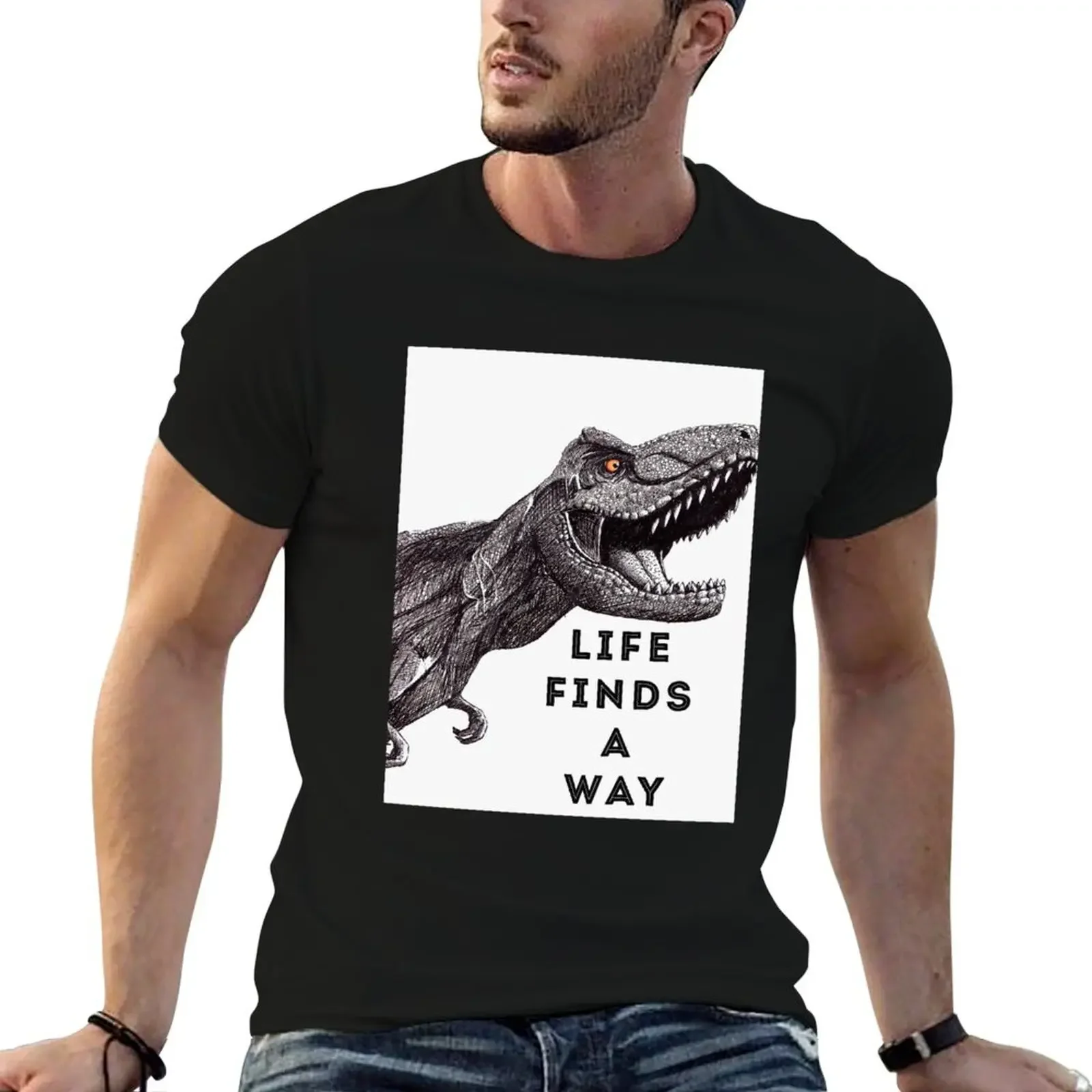 Tyrannosaurus Rex: la vida encuentra un camino camiseta de gran tamaño tops de talla grande camisetas altas vintage para hombres