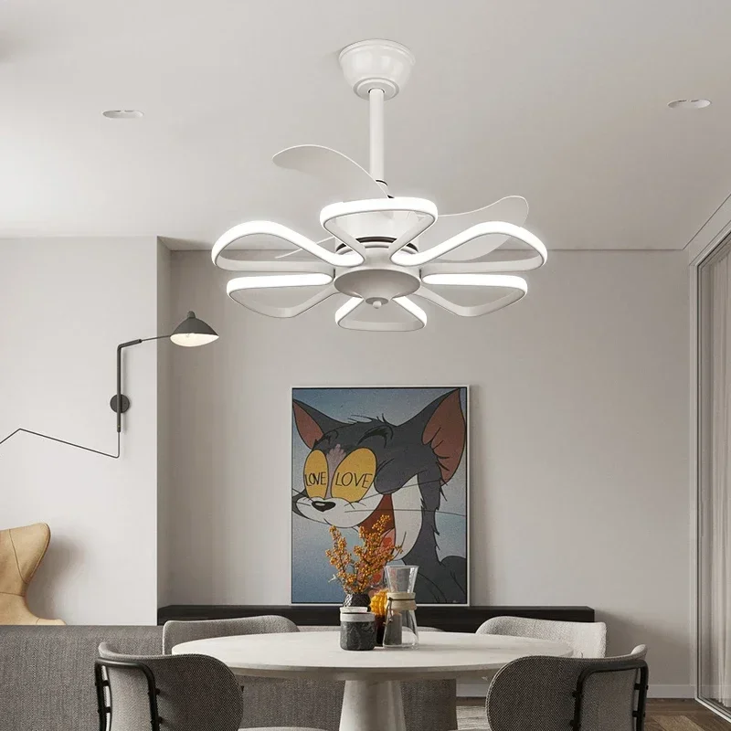 

Домашний потолочный вентилятор в виде лепестков со встроенным пультом дистанционного управления, 6-скоростная регулировка скорости, невидимый потолочный вентилятор для гостиной и спальни