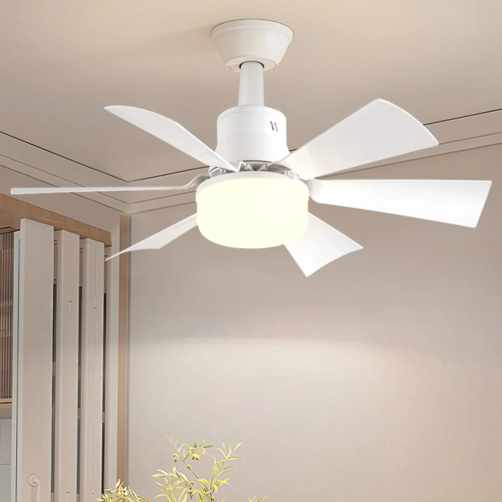 Socket Fan Light with Extender & 6 Blades Screw in Ceiling Fan in Light Socket Ceiling Fan with Light for Bedroom Kitchen