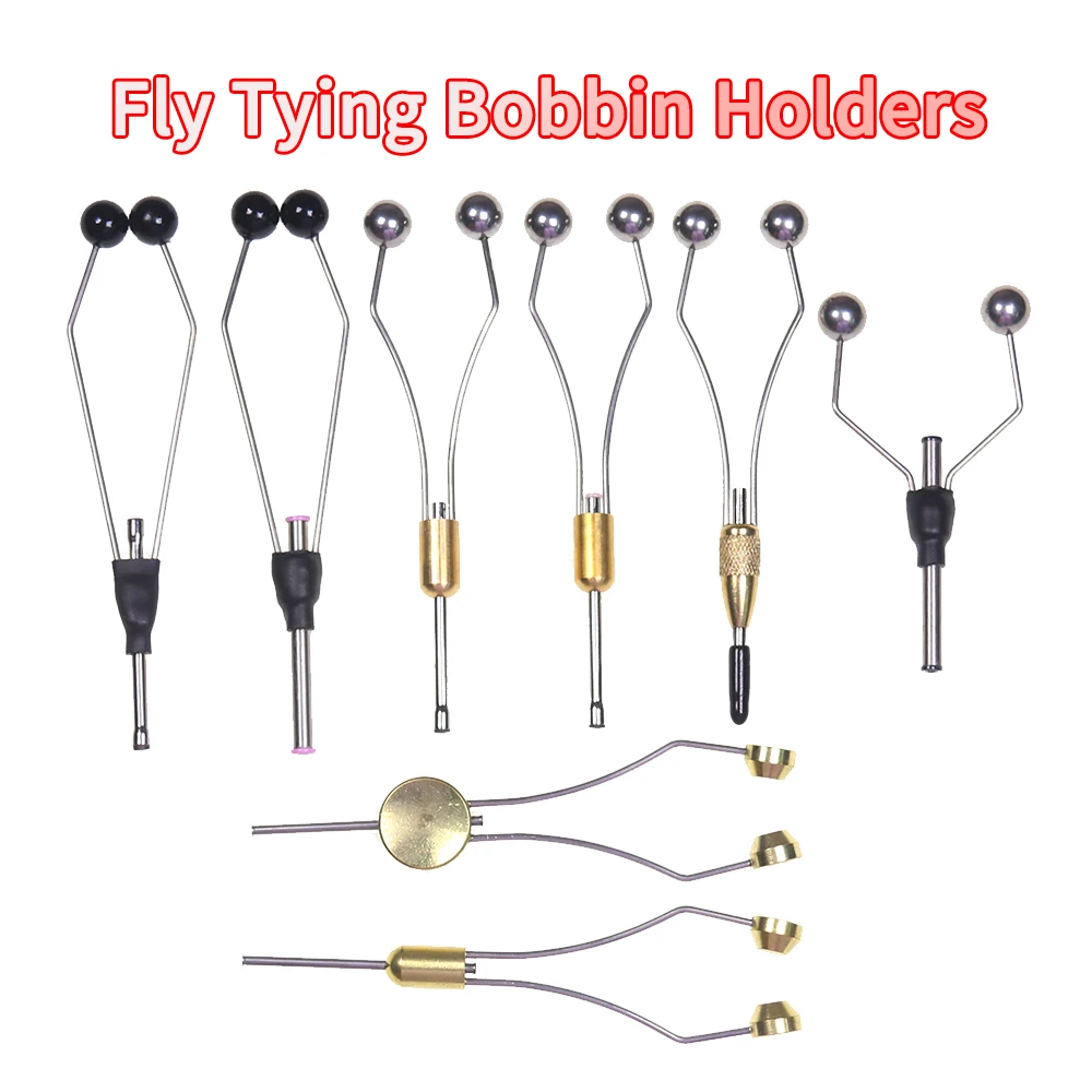 Ellllv 1PC Stainless Steel/Brass/Tungsten Alloy Bobbin Holders Fishing Flies Lure Bait Tying/Assist Hook Knotting Tools 8 Styles