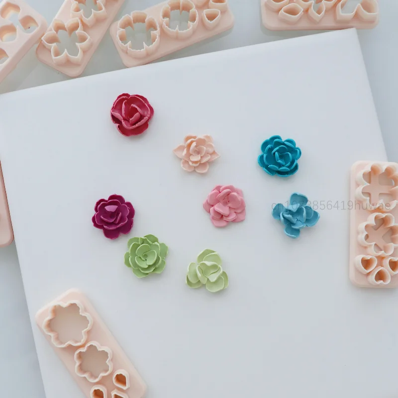 5 In 1 Petal Flower Shape Polymer Clay Cutters Mold Soft Pottery for Making Earrings Jewelry Pendant Cutting Die Handmade Tools