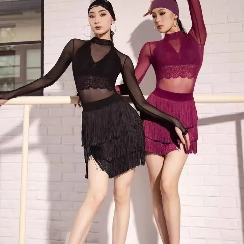 latin american dance dress latin dance dresses line dance costume new products Dancewear dance suit fringe skirt top suit