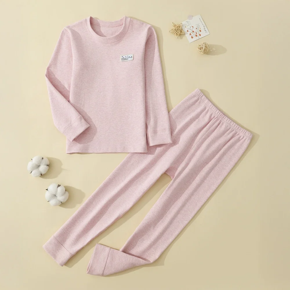Children's seamless pure cotton autumn clothes and pants, winter warm underwear set for middle-aged and young children, men's an