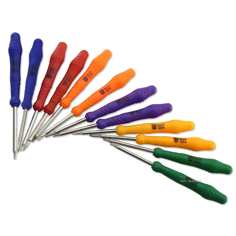 소형 스크루드라이버, 2.0mm 슬롯 1.5mm, 필립스 0.8mm Torx, 아이폰 스마트폰 태블릿 수리 분해 도구, 10 개