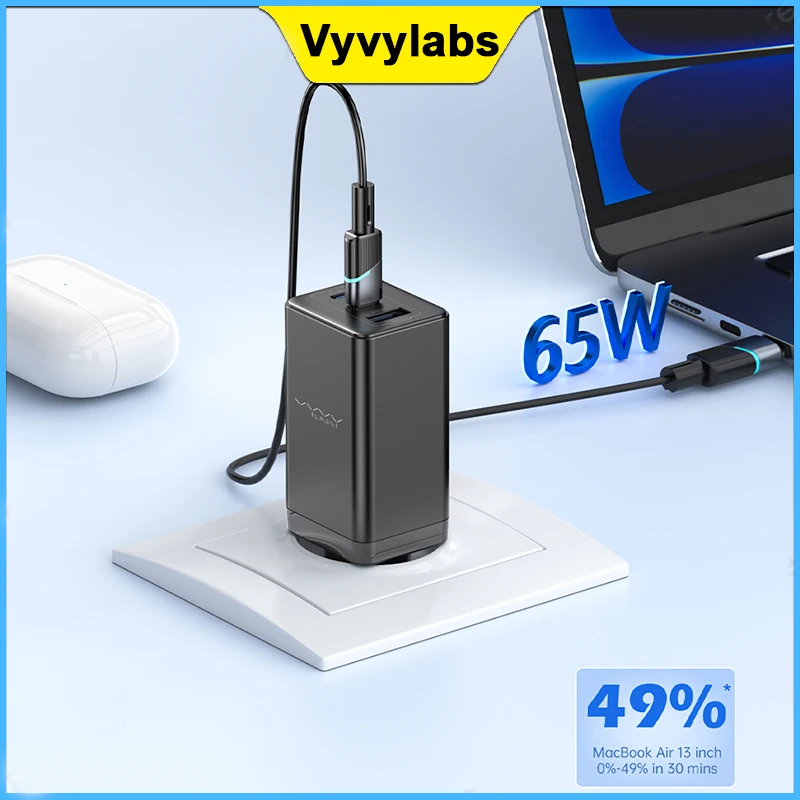 

Vyvylabs 65W gallium Nitride fast charging charger Type c to USB A European standard fast charger suitable for iPhone15 14 13 12