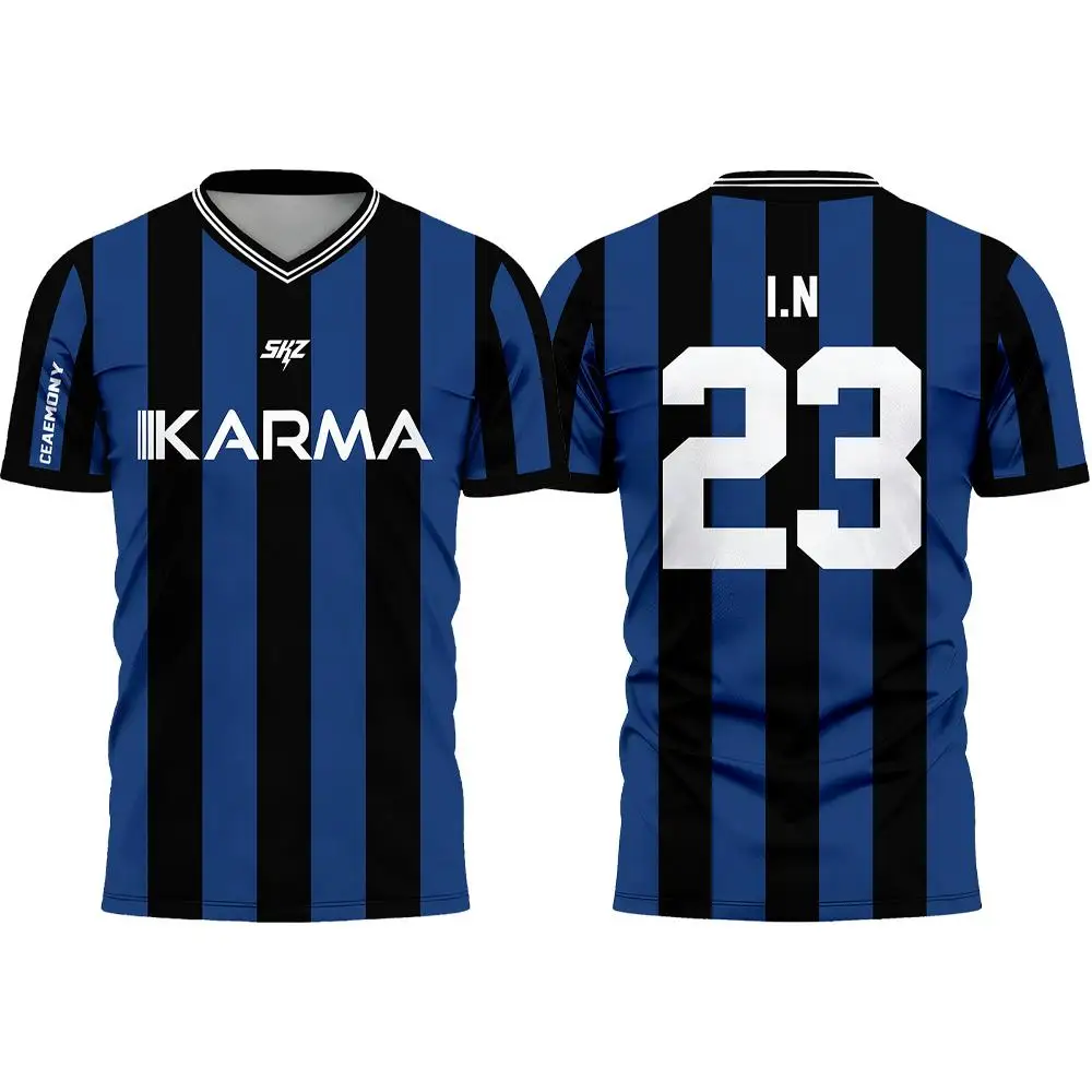 KPOP Stay KARMA Album Fans Support Shirts FELIX BANGCHAN HYUNJIN Y2K Streetwear Loose T-Shirt Unisex Customizable Sports Jersey