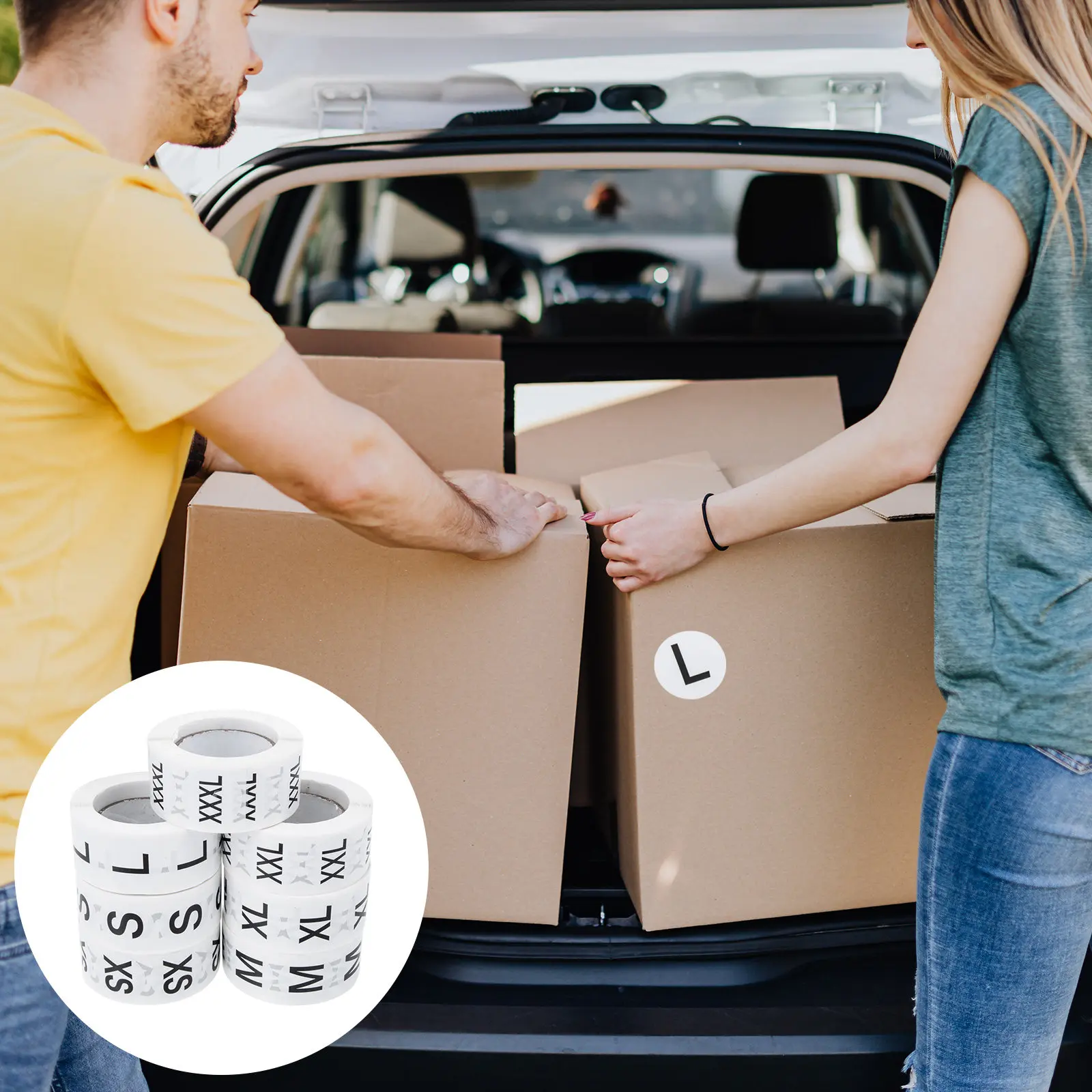 

7 Rolls Round Self-Adhesive Clothing Size Stickers Labels for Retail Stores Factories Wholesale Markets Easy Sorting Organizing